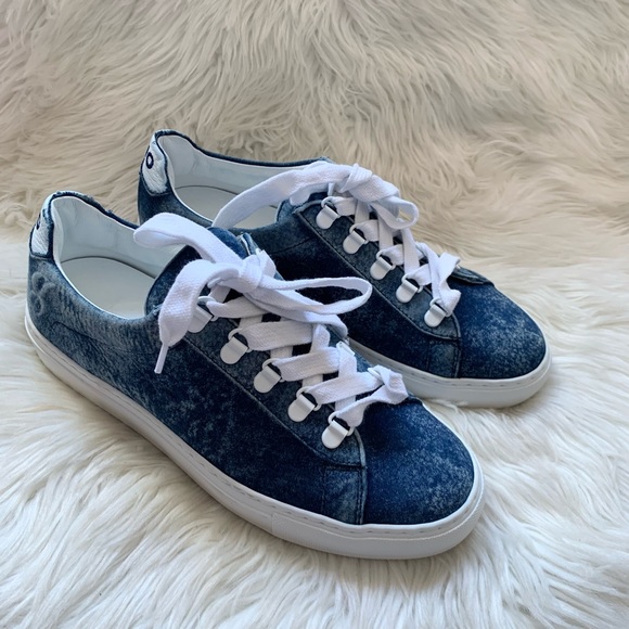 New! Rare Limited Edition KOIO Logo Acid Wash Infinity Denim Sneakers - Picture 9 of 13